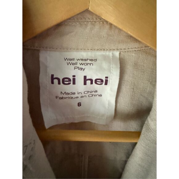 Hei Hei Anthropologie Women's Tan Brown 100% Linen Landmarks Jacket Size 6 - Picture 5 of 10